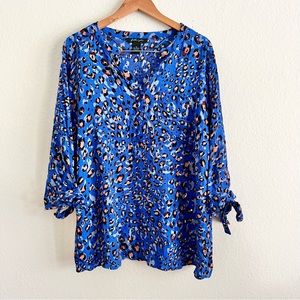 Faith & Zoe Stitchfix Blue Leopard Top Sz 3X